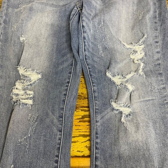 Judy Blue Boyfriend Fit Distressed Jeans Blue Sz 15/32 - Picture 5 of 8